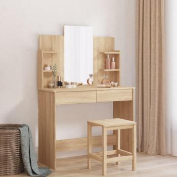 Sonoma Oak Dressing Table with Mirror 96x39x142 cm