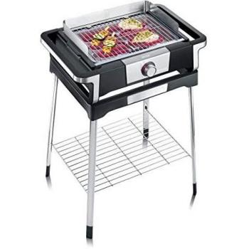 Severin Barbecue sur pieds STYLE S, Pare-Vent, Noir/Inox, PG 8116