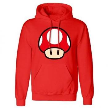 Schwarz‑Rot Mario Power‑Up Pilz Hoodie Unisex XL Erwachsene