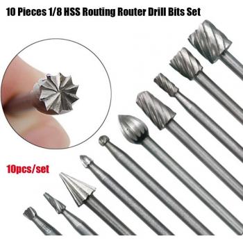 10pc Mini HSS Carbide Drill Bits for Wood and Stone