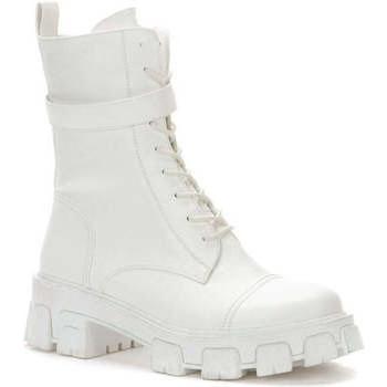 Keddo Bottines Blanches Femme – Style casual, tige moyenne, talon plat