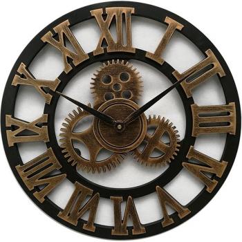 Klassische Holz Wanduhr mit Zahnrädern
