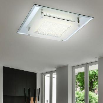 Plafonnier moderne LED 12W – Cristaux de verre chromé clair