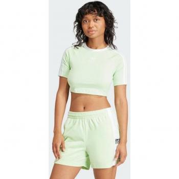 Original adidas Women's 3‑Striped Baby Tee, Green, Medium Size