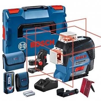 Bosch Professional Linienlaser GLL 3-80 C mit 1x Akku 2 Ah, Schutztasche & Laser-EmpfÃ¤nger LR