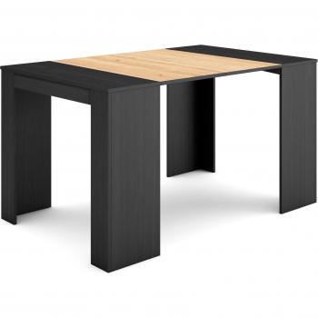 Tavolo consolle Skraut Home 140 – modello allungabile, 140x90x77 cm, nero e rovere, per 6 ospiti