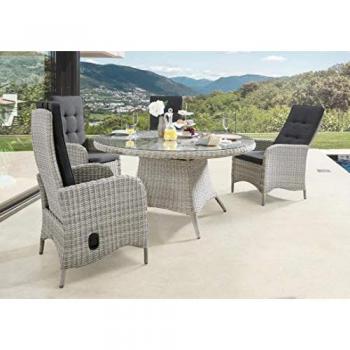 Essgruppe PALMA LUNA, 4 Hochlehner, 1 Tisch, Aluminium, Polyrattan