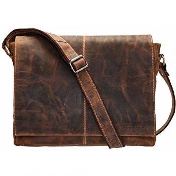 Greenburry Brown Vintage Messenger Bag with Laptop Compartment 39 cm