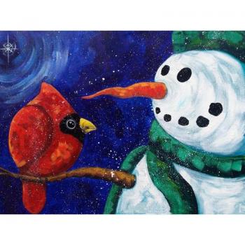 Kristall-Schneemann-Vogel-Diamantmuster – 20 × 30 cm Handarbeit