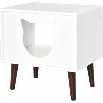 Cama para Mascotas PawHut con Diseño de Gato Blanco 49x34x49 cm