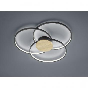 LED Deckenleuchte 3 Kreise Sedona Schwarz Ø80 cm