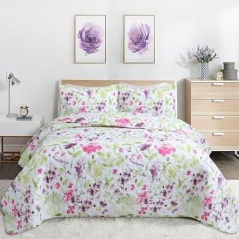 Colcha Estampada de Algodón y Poliéster con Fundas