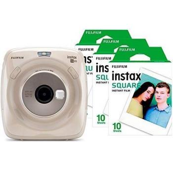Fujifilm SQ20 Hybrid Instax Square Camera, Beige Edition with 30 Photos
