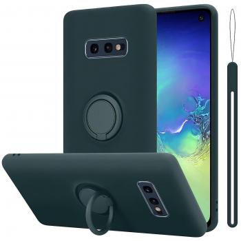 Custodia in Silicone Verde per Samsung Galaxy S10e con Anello
