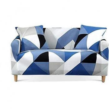 Housse de Canapé Carvapet Élastique (Bleu Blanc, 4 Places)