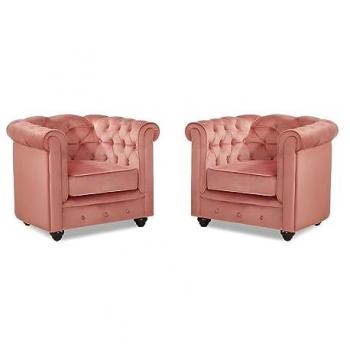 Fauteuils en Velours rose pastel