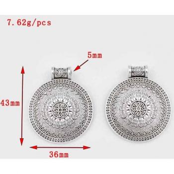 Carved Bohemia Flower Silver Hangers – 5‑Pack Pendant Connectors