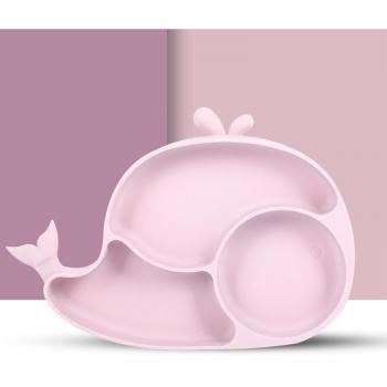 Whale Design Silicone Baby Feeding Plate with Suction Cup, Fork and Spoon Set