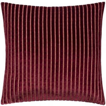 Savoy Stripe Velvet Cushion in Rich Burgundy (50cm × 50cm)