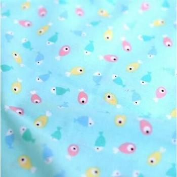 Étoffe bébé éducative en coton bleu poisson