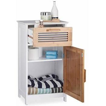 Armadietto Reluxdays Mobile Bagno 40x28,5x70 cm con Ripiani in MDF & Bambù