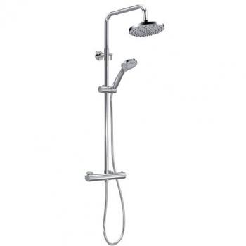 Chrome Round Thermostatic Shower Kit with Fixed Head & Adjustable Handset
