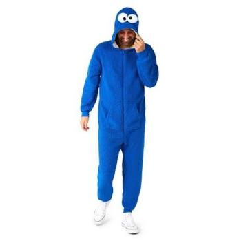 Blue Cookie Monster One-Piece Pajamas for Men XXL
