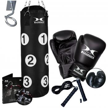 Hammer Boxsack Sparring Professional (Set, mit Boxhandschuhen, Haken und Sprungseil)