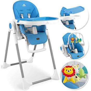 KIDIZ® 3in1 Hochstuhl, verstellbare Rückenlehne und Babyliege