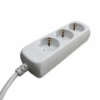 Randaardige Stekkerdoos 4 Stopcontacten, 3 Meter Snoer – Wit