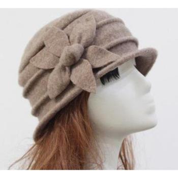 Warm Wool Fedora Hat with Hexagonal Flowers for Winter Women 9 Colors
