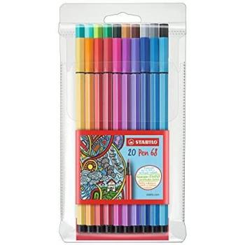 STABILO Pen 68 Fibre Tip Set of 20 Assorted Colours