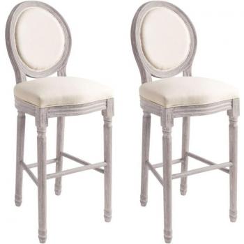 Duo sgabelli da bar in tessuto lino bianco