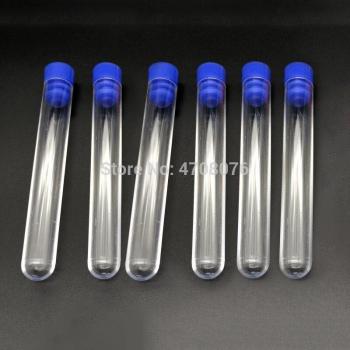 20×153mm Round Bottom Test Tubes, Blue Cap, 100 Pcs