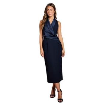 Coast Navy Midi Wrap Dress, Sleeveless, Crepe Satin, 12