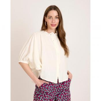 Blusa de Tejido Arrugado y Manga Cortas