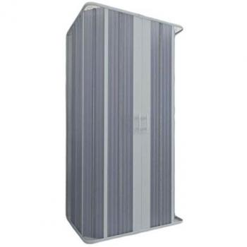 IDRALITE Dreiseitige Duschabtrennung aus pvc mit Faltdrehfenster, weiß, Modell Flex, zentral geöffnet, Höhe 185 cm, 100x100x100 cm