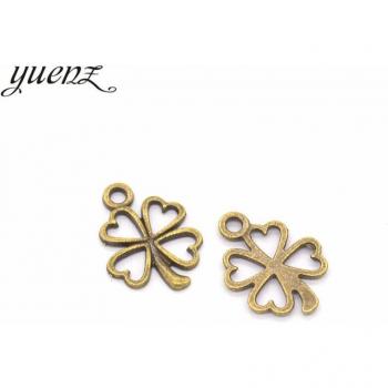 Charms para joyería hecha a mano, trébol de cuatro hojas, 35 Uds., 17x13mm
