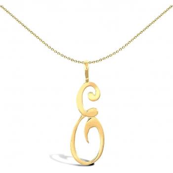 Solid Gold Initial Pendant E