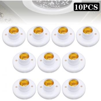 10Pcs E27 Plastic Screw Lamp Base Round Socket Adapter