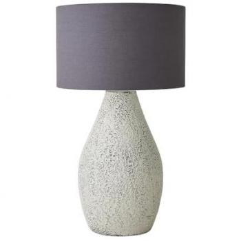 ValueLights Colin Grey Drum Shade Grey Speckled Hand‑Finished Ceramic Stoneware Table Lamp in Natural
