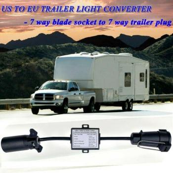 7-Way Blade to 7-Pin Round Plug Trailer Light Converter