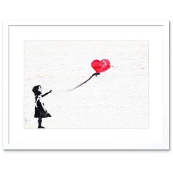 Black‑Framed Banksy Balloon Wall Art – 9x7