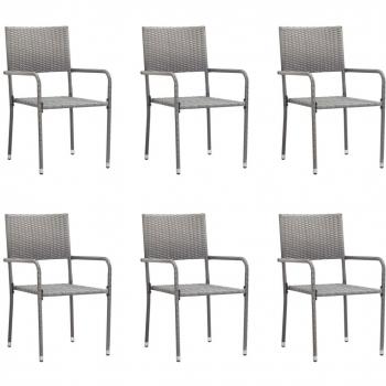 Sedie da Esterno in Polyrattan Antracite 6 pz