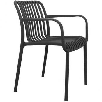 Silla de resina efecto cuerda gris oscuro