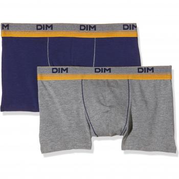 Bóxer DIM Original Spirit para Hombre, Bleu Nuit / Gris Chiné Foncé, Talla 4 G/52/L