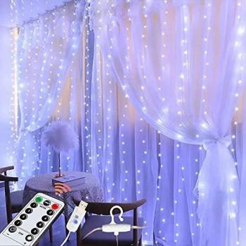 Lichtbogen Vorhang 3x3 m – 300 LED‑Kugeln, USB‑Anschluss, 8 Farben, Fernbedienung, Timer