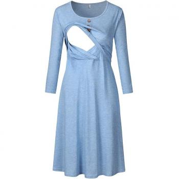 Vestido de Maternidad con Cuello Redondo
