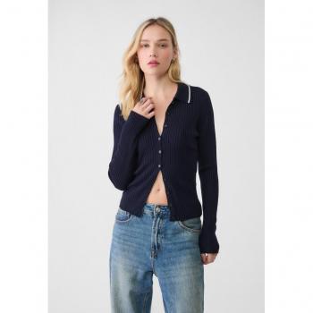 Maglia Polo Cardigan Azzurro XL Stradivarius
