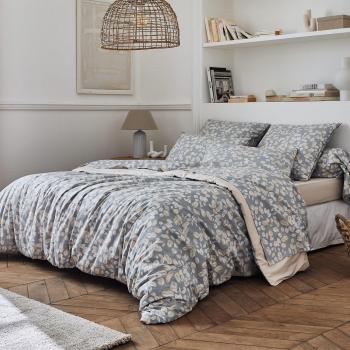 Juego de cama percal de algodón LISON GRIS con funda de almohada 50x70 cm y sábana encimera 140x200 cm